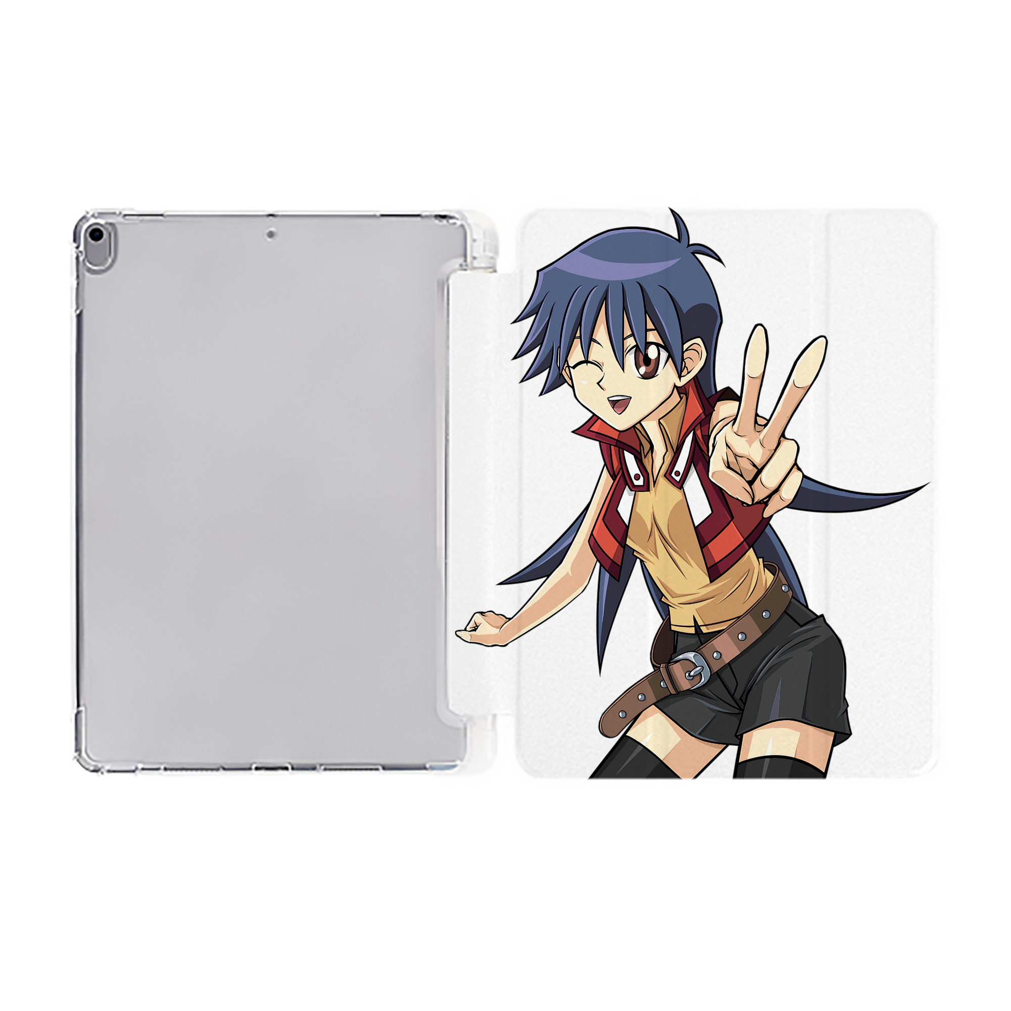 （画像用） 遊☆戯☆王 Yu-Gi-Oh! IPad ケース ペン収納付き 三つ折りスタンド PUレザー×シリコン 対応機種9.5/10.5/10.9インチ